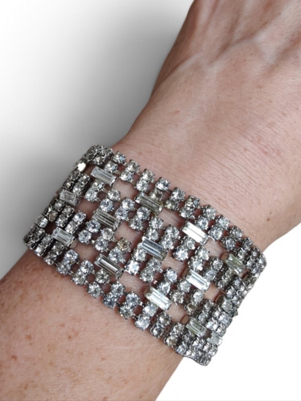 Vintage Carolee Wide Rhinestone Bracelet